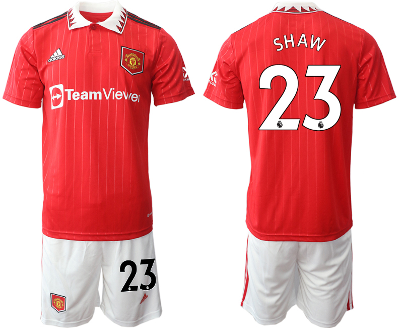 Men 2022-2023 Club Manchester United home Red #23 Adidas Soccer Jersey->manchester united jersey->Soccer Club Jersey